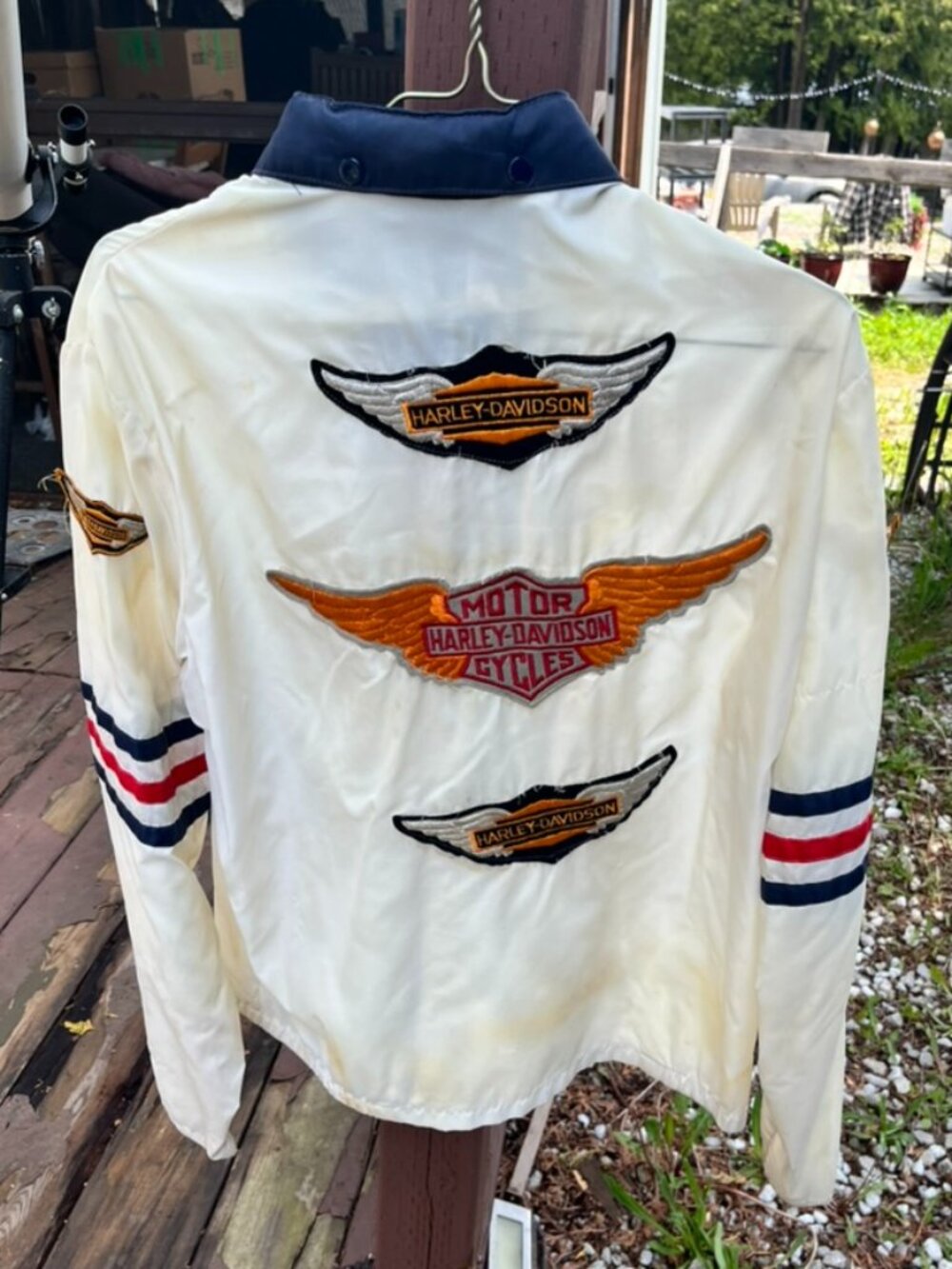 Vintage Light Jacket With Vintage Harley Davidson Patches